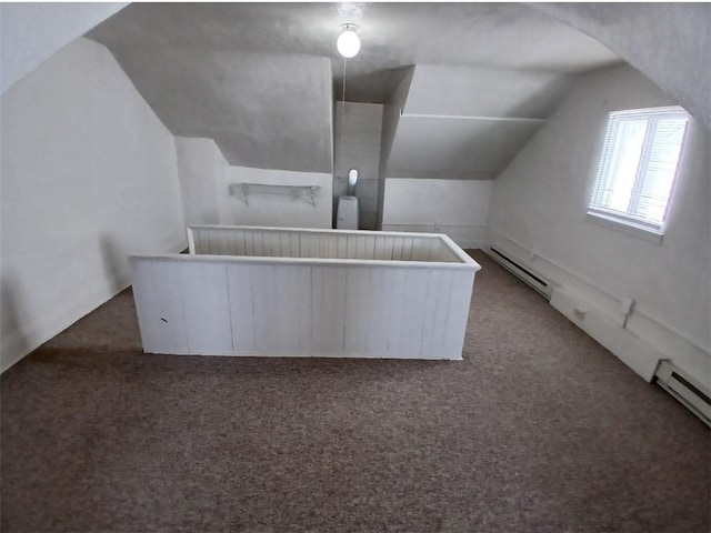 2318 Salisbury St, South Side, PA 15210 - additional living space featuring vaulted ceiling, baseboard heating, and carpet flooring
