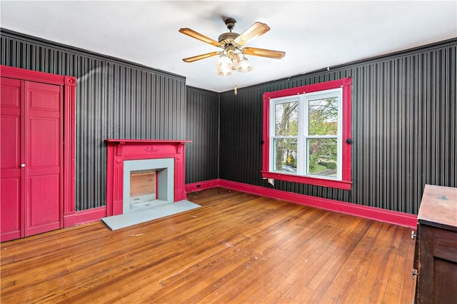 503 Beechwood Ave, Carnegie, PA 15106 - unfurnished living room with wood-type flooring and ceiling fan