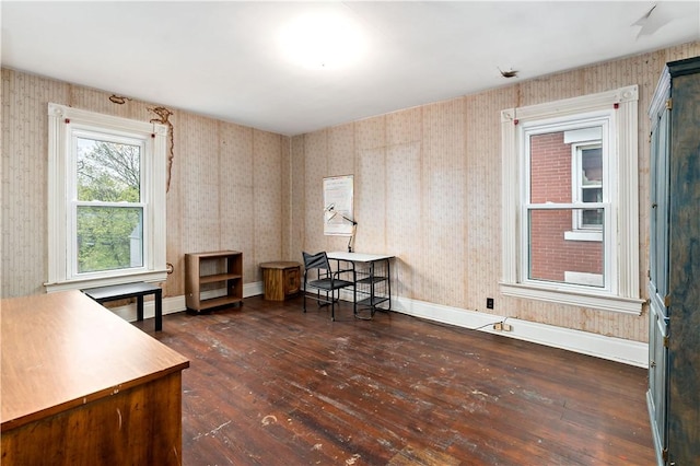 503 Beechwood Ave, Carnegie, PA 15106 - office space featuring baseboards, hardwood / wood-style floors, and wallpapered walls