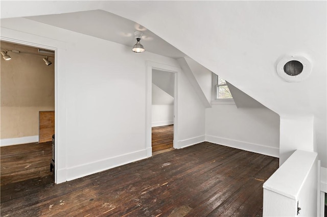 503 Beechwood Ave, Carnegie, PA 15106 - bonus room featuring baseboards, dark wood finished floors, and vaulted ceiling