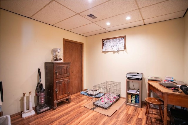 357 Pohls Rd, Raccoon Twp, PA 15001 - misc room with recessed lighting, visible vents, a drop ceiling, and wood finished floors