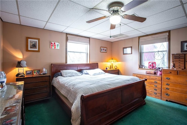 357 Pohls Rd, Raccoon Twp, PA 15001 - bedroom with carpet floors, a ceiling fan, and a drop ceiling