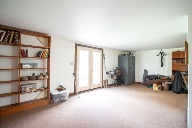 357 Pohls Rd, Raccoon Twp, PA 15001 - living area featuring carpet floors and french doors