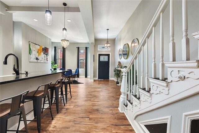 308 Jacksonia St, Central North Side, PA 15212 - entryway featuring recessed lighting, baseboards, stairway, and light wood-style floors