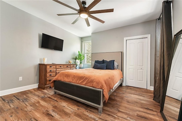 308 Jacksonia St, Central North Side, PA 15212 - bedroom with baseboards, ceiling fan, and wood finished floors