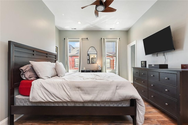 308 Jacksonia St, Central North Side, PA 15212 - bedroom with ceiling fan, recessed lighting, light wood-style flooring, and visible vents