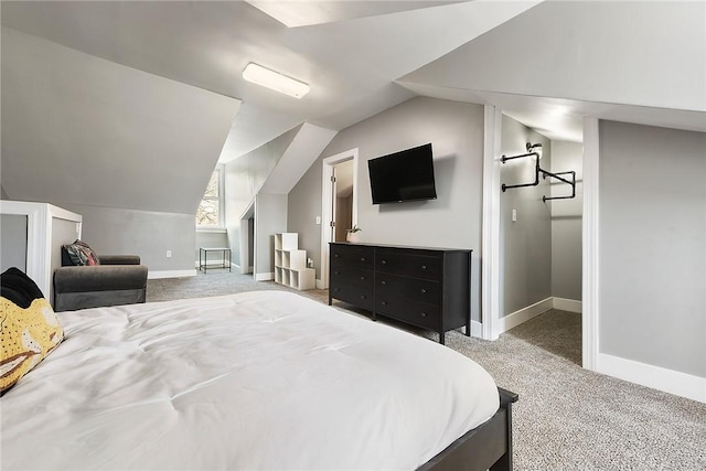 308 Jacksonia St, Central North Side, PA 15212 - bedroom featuring baseboards, carpet, and lofted ceiling