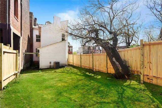 308 Jacksonia St, Central North Side, PA 15212 - view of yard featuring central air condition unit and a fenced backyard