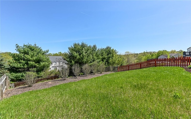 view of yard featuring a fenced backyard