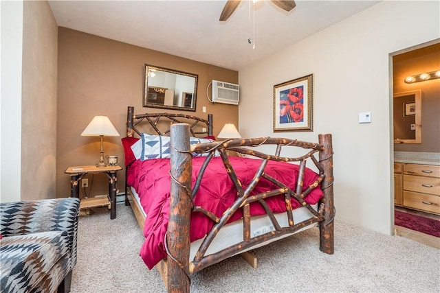 2805 Swiss Mountain Dr, Seven Springs Resort, PA 15622 - bedroom featuring ensuite bathroom, ceiling fan, carpet, and an AC wall unit