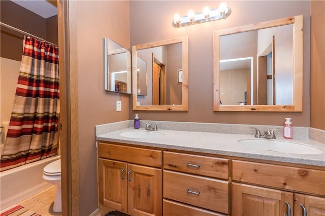 2805 Swiss Mountain Dr, Seven Springs Resort, PA 15622 - full bath with a sink, tile patterned flooring, toilet, and double vanity