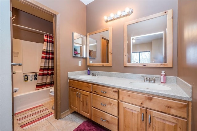 2805 Swiss Mountain Dr, Seven Springs Resort, PA 15622 - bathroom with double vanity, toilet, a sink, and tile patterned flooring