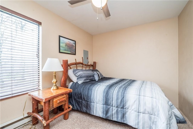 2805 Swiss Mountain Dr, Seven Springs Resort, PA 15622 - bedroom featuring a ceiling fan, carpet, and baseboard heating
