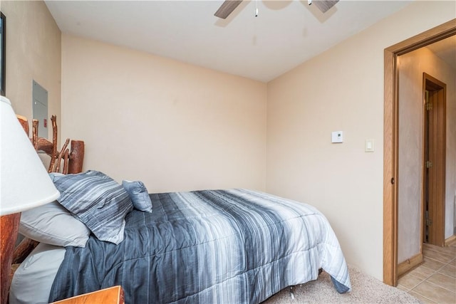 2805 Swiss Mountain Dr, Seven Springs Resort, PA 15622 - bedroom with ceiling fan and light tile patterned floors