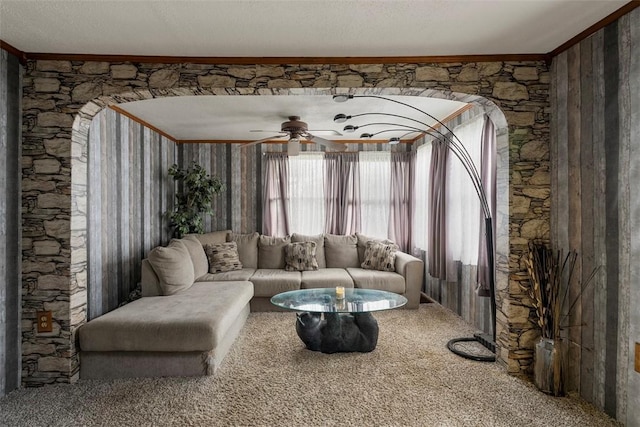 114 Angel Ave, Fairview Twp But, PA 16050 - carpeted living room featuring ornamental molding and ceiling fan