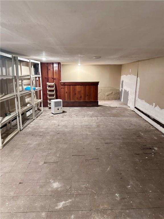 view of finished basement