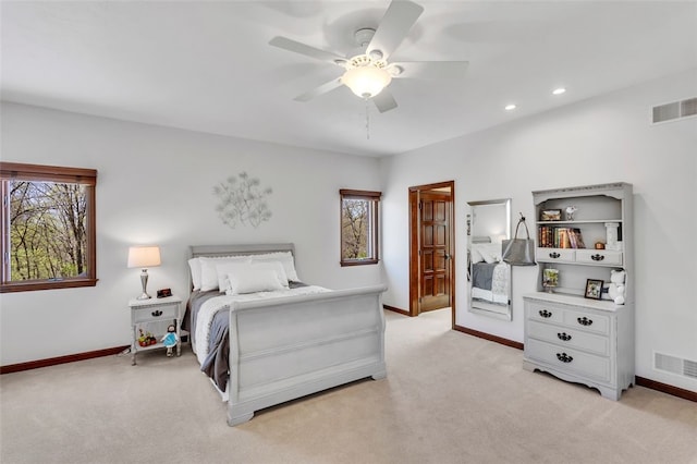 118 Lakeland Dr, Adams Twp, PA 16046 - bedroom featuring baseboards, multiple windows, light colored carpet, and visible vents