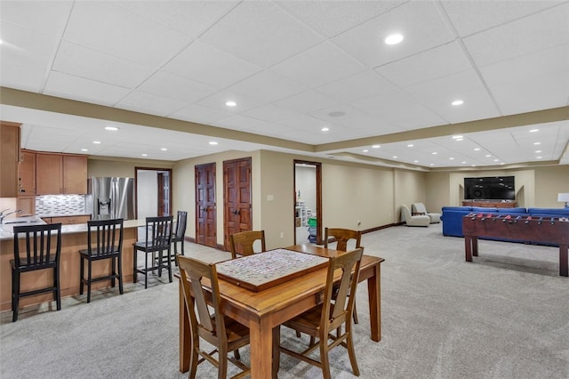 118 Lakeland Dr, Adams Twp, PA 16046 - dining room featuring light colored carpet, recessed lighting, baseboards, and a drop ceiling