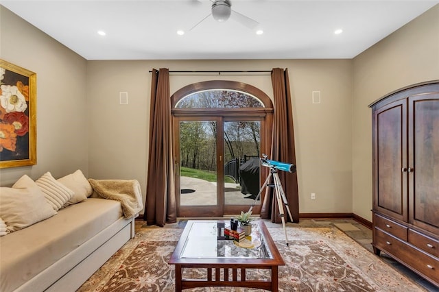 118 Lakeland Dr, Adams Twp, PA 16046 - interior space with recessed lighting, a ceiling fan, and baseboards
