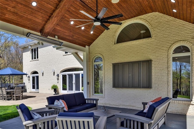 118 Lakeland Dr, Adams Twp, PA 16046 - view of patio / terrace with a ceiling fan and an outdoor living space