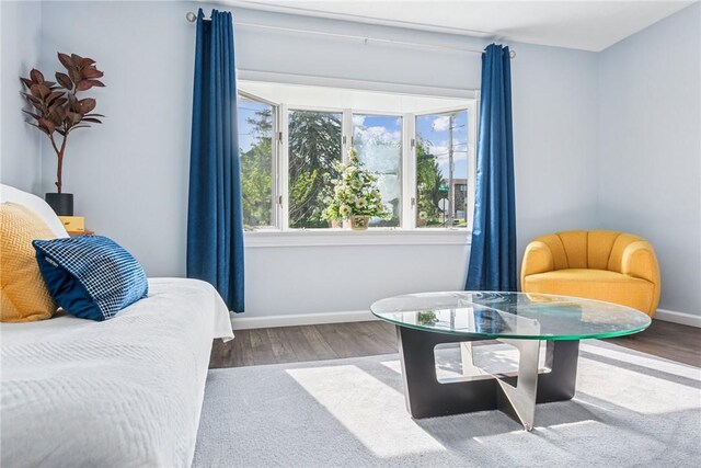 bedroom featuring baseboards and wood finished floors