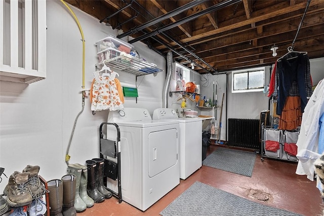 814 Clara St N, Versailles, PA 15137 - laundry room with cabinet space, washing machine and dryer, and radiator