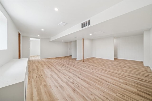 1460 Guffey Rd, North Huntingdon, PA 15642 - finished below grade area featuring recessed lighting, baseboards, light wood-type flooring, and visible vents