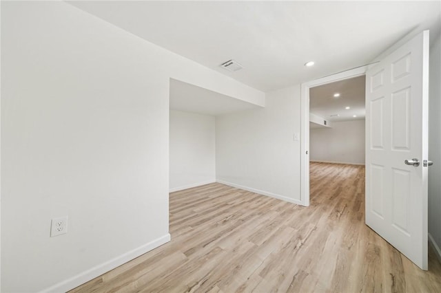 1460 Guffey Rd, North Huntingdon, PA 15642 - empty room with recessed lighting, baseboards, visible vents, and light wood finished floors