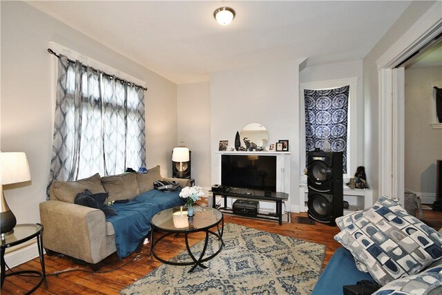 living area with wood finished floors