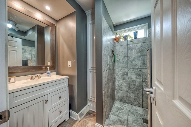 758 Beaver St, Rochester, PA 15074 - bathroom featuring vanity, baseboards, and a shower stall