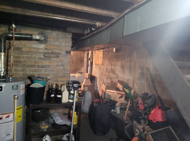unfinished basement with water heater