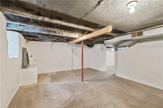 view of unfinished basement