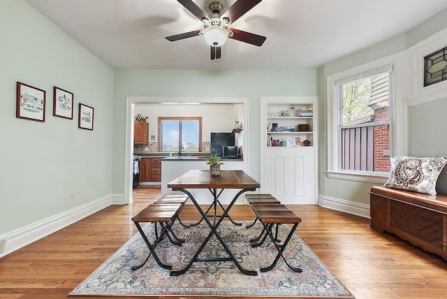 961 Deely St, Greenfield, PA 15217 - dining room with a ceiling fan, light wood finished floors, and a wealth of natural light