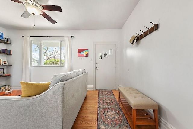 961 Deely St, Greenfield, PA 15217 - interior space featuring baseboards, a ceiling fan, and light wood-style flooring