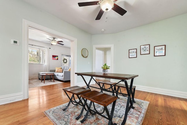 961 Deely St, Greenfield, PA 15217 - dining room with ceiling fan, baseboards, and light wood-style floors