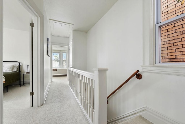 961 Deely St, Greenfield, PA 15217 - hall featuring an upstairs landing, carpet, and attic access