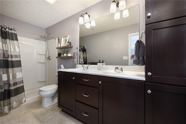 703 Freedom Dr, Collier Twp, PA 15106 - full bathroom featuring double vanity, toilet, a shower with shower curtain, and a sink
