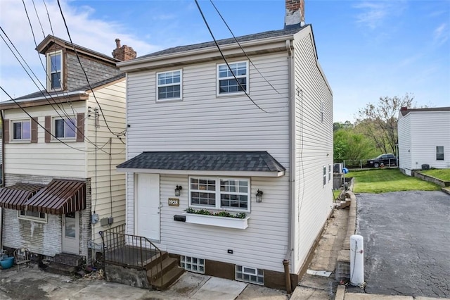 1928 Shamokin, South Side, PA 15203 - rear view of property featuring entry steps and a chimney