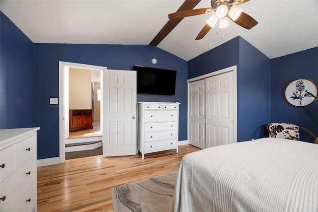 1928 Shamokin, South Side, PA 15203 - bedroom featuring a closet, baseboards, light wood finished floors, and lofted ceiling