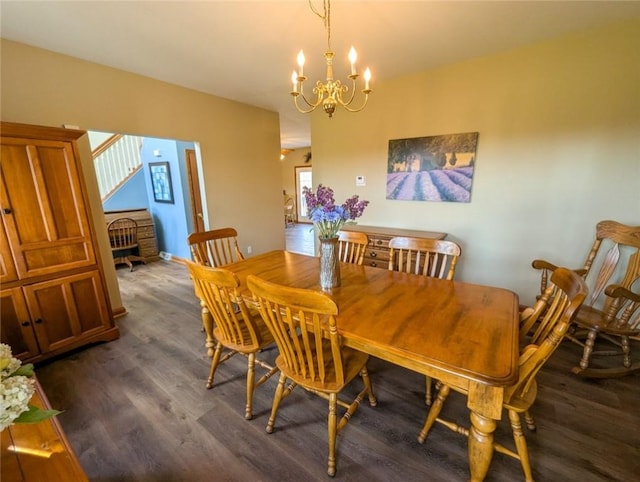 91 Green Manor Dr, Summit Twp But, PA 16002 - dining space featuring dark wood finished floors and a chandelier