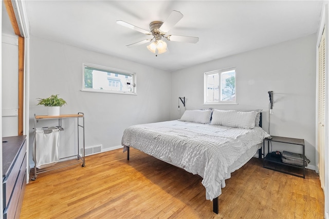 935 Broglie, South Park, PA 15236 - bedroom with light wood-style floors, baseboards, ceiling fan, and visible vents