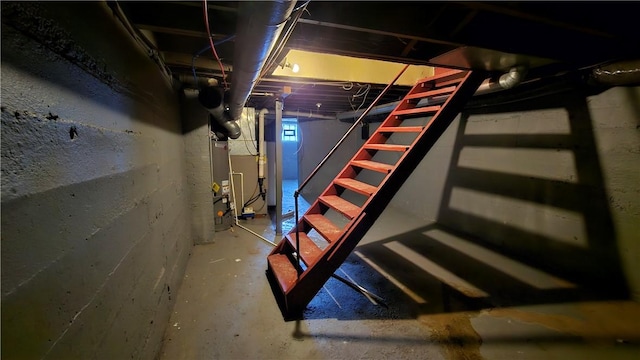 below grade area featuring stairs