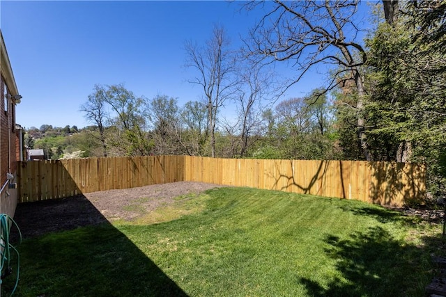 view of yard featuring a fenced backyard