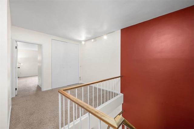307 S Dithridge Unit 208, Oakland, PA 15213 - corridor with track lighting, carpet floors, stairs, and baseboards