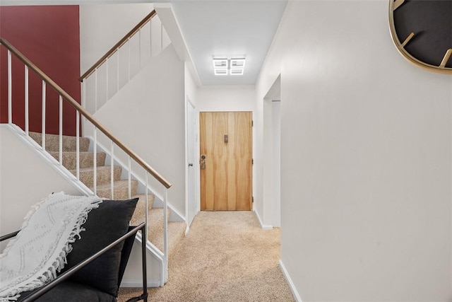 307 S Dithridge Unit 208, Oakland, PA 15213 - corridor featuring carpet flooring, stairway, and baseboards