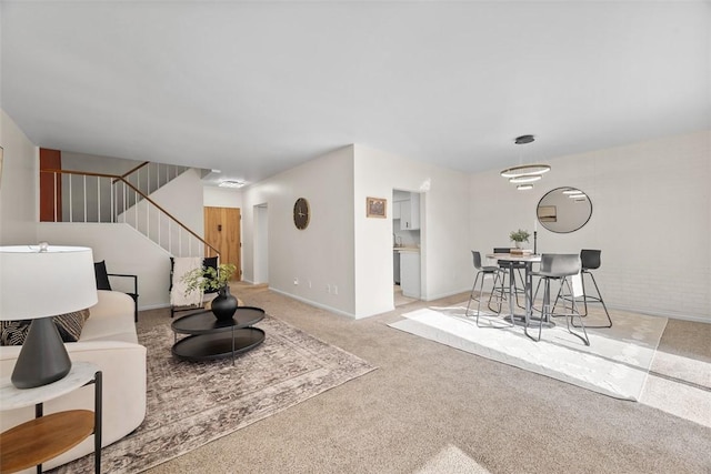 307 S Dithridge Unit 208, Oakland, PA 15213 - carpeted living area with stairs