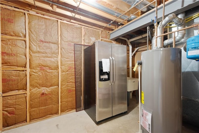 utility room with water heater