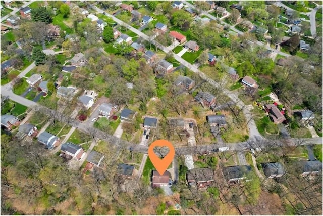 drone / aerial view with a residential view