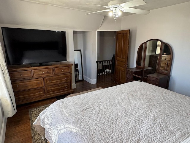315 Taylor Ave, Bellevue, PA 15202 - bedroom featuring a ceiling fan, baseboards, and dark wood finished floors