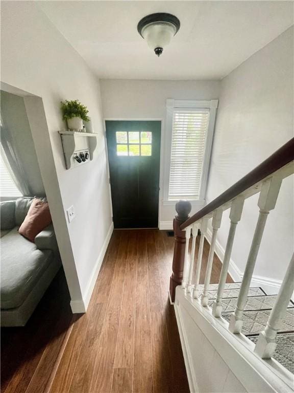 315 Taylor Ave, Bellevue, PA 15202 - foyer entrance with wood-type flooring, baseboards, and stairway
